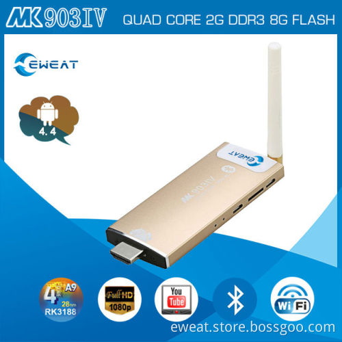 2014 MK903 IV Quad Core RK3188 Android TV Stick 2GB/8GB Bluetooth WIFI XBMC AirPlayMini PC Dongle Android 4.4.2